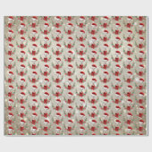 Papier Cadeau Christmas Chèvre Kid 2 à Santa Hat et Scarf Gold (Plat)