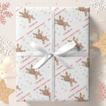 Papier Cadeau Christmas Cute Deer Snowflakes Nom personnalisé<br><div class="desc">Ce papier d'emballage de Noël présente un design de rennes mignon avec des flocons de neige. Personnalisez-le avec un nom.</div>