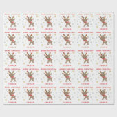 Papier Cadeau Christmas Cute Deer Snowflakes Nom personnalisé (Plat)