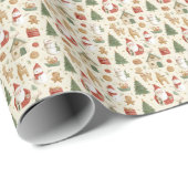 Papier Cadeau Christmas Cute Pattern | Holiday Wrapping Paper (Coin rond)