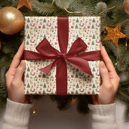 Papier Cadeau Christmas Cute Pattern | Holiday Wrapping Paper