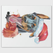 PAPIER CADEAU CHRISTMAS DOBERMAN DOG (Plat)