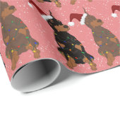 Papier Cadeau Christmas Doberman Pinscher (Coin rond)