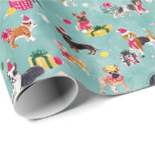 PAPIER CADEAU CHRISTMAS DOG CUTENESS (Coin rond)