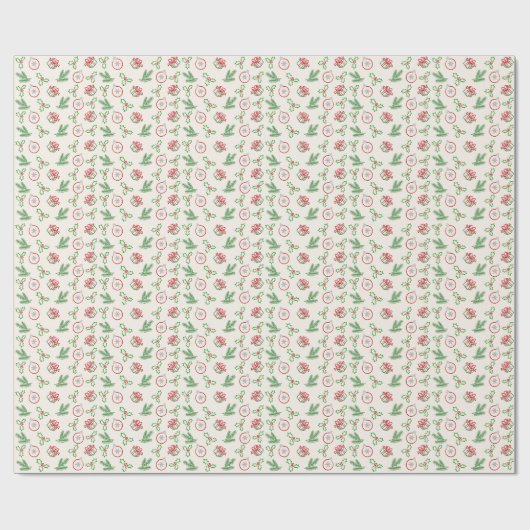 Papier Cadeau Christmas Doodles Red and Green Wrapping Paper (Plat)