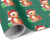 Papier Cadeau Christmas Dragon Wrapping paper (Coin rond)