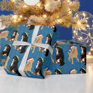 Papier Cadeau Christmas Dudley Labrador et Bernese Mountain Dog