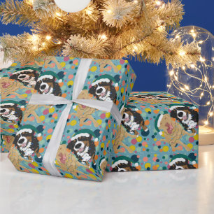 Papier Cadeau Christmas Dudley Labrador et Bernese Mountain Dog