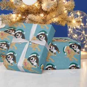 Papier Cadeau Christmas Dudley Labrador et Bernese Mountain Dog