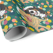 Papier Cadeau Christmas Dudley Labrador et Bernese Mountain Dog (Coin rond)