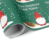 Papier Cadeau Christmas dwarf with hedgehog cartoon Christmas (Coin rond)