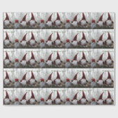 Papier Cadeau Christmas Elves Argent Bourgogne Mignonne Typograp (Plat)