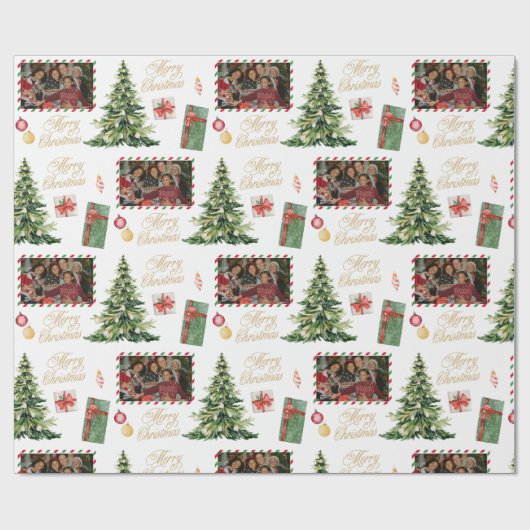 Papier Cadeau Christmas Family Frame Wrapping Paper (Plat)