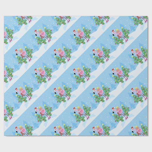 Papier Cadeau Christmas Flamingo with Cactus (Plat)