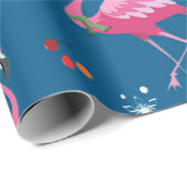 Papier Cadeau Christmas Flamongos and holly pattern (Coin rond)