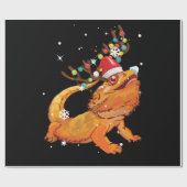 Papier Cadeau Christmas Funny Bearded Dragon Reindeer  Santa's (Plat)