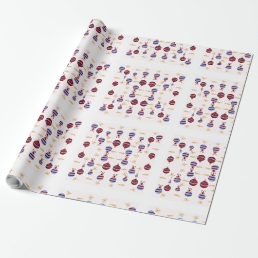 Papier Cadeau Christmas Gift Wrap with Colorful Garlands (Déroulé)