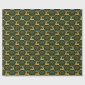 Papier Cadeau Christmas Gilded Leather Reindeer Green (Plat)
