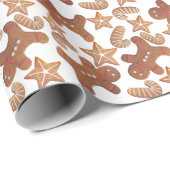 Papier Cadeau Christmas Gingerbread Cookie Pattern (Coin rond)