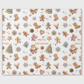 Papier Cadeau Christmas Gingerbread Fun Cute (Plat)