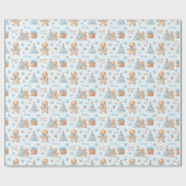 Papier Cadeau Christmas Gingerbread Homme Garçon Bleu Nom Texte (Plat)