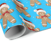 Papier Cadeau Christmas Gingerbread Men In snowflakes (Coin rond)