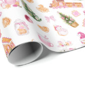 Papier Cadeau Christmas Gingerbread Pink (Coin rond)