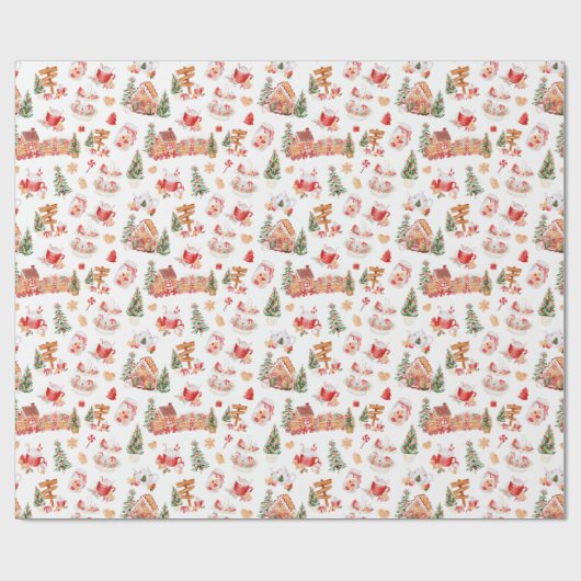 Papier Cadeau Christmas Gingerbread Red (Plat)