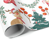Papier Cadeau Christmas gnome wrapping paper Scandinavian  (Coin rond)