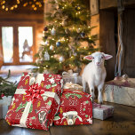 Papier Cadeau Christmas GOATS Enveloppement cadeau Changer de co<br><div class="desc">Beaucoup de chèvres de Noël portant des casquettes et des foulards et même un chapeau de Père Noël, des cloches de jingle, des sucres de canne, des bonbons de Noël, des arbres de Noël et une grange rouge se sont mélangés pour un papier d'enveloppement festif de chèvre pour votre cadeau...</div>