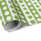 Papier Cadeau Christmas Green and White Polka Dots (Coin rond)