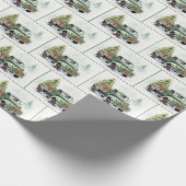 Papier Cadeau Christmas Green Retro Truck With Tree (Coin)