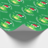 Papier Cadeau Christmas Green Santa Hat Frog Motif mignet (Coin)