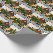 Papier Cadeau Christmas Green Tractor With Glowing Lights (Coin)