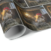 Papier Cadeau Christmas Hereford Cow in a Barn (Coin rond)