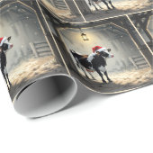 Papier Cadeau Christmas Hereford Cow In Barn Doorway (Coin rond)