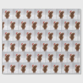 Papier Cadeau Christmas Highland Cow Catching Snowflakes (Plat)