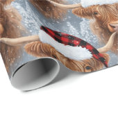 Papier Cadeau Christmas Highland Cows Wrapping Paper (Coin rond)
