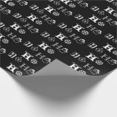 Papier Cadeau Christmas Ho Ho Ho noir blanc motif mignon (Coin)