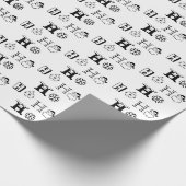 Papier Cadeau Christmas Ho Ho Ho noir et blanc motif mignon (Coin)