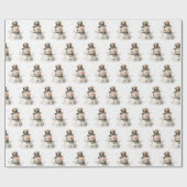 Papier Cadeau Christmas Holiday Snowman  (Plat)