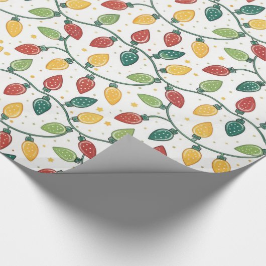 Papier Cadeau Christmas Holiday String Lights Pattern (Coin)