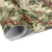 Papier Cadeau Christmas Holly Berry (Coin rond)