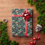 Papier Cadeau Christmas Holly Berry Motif<br><div class="desc">Festive Holly Berry Motif de Noël,  aux couleurs des vacances.</div>