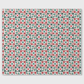 Papier Cadeau Christmas Holly Feuille Geo Quilt (Plat)