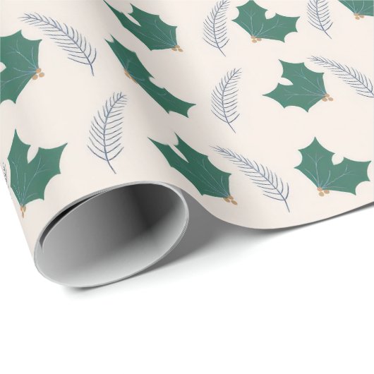 Papier Cadeau Christmas Holly gift wrap (Coin rond)