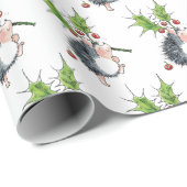 Papier Cadeau Christmas Holly Hedgehog (Coin rond)