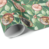 Papier Cadeau Christmas Holly Photo Wrapping Paper (Coin rond)