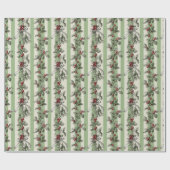 Papier Cadeau Christmas Holly Stripe Toile Elegant (Plat)
