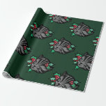 Papier Cadeau Christmas Holly Tiger Stripe Tabby Cat Xmas<br><div class="desc">Christmas Holly Tiger Stripe Tabby Cat Xmas cats holidays</div>